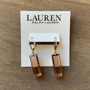 Gold Tone Baguette Stone Drop Earrings